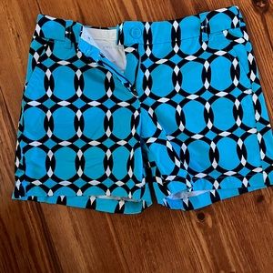 Geometric Aqua Blue and black Crown and Ivy shorts